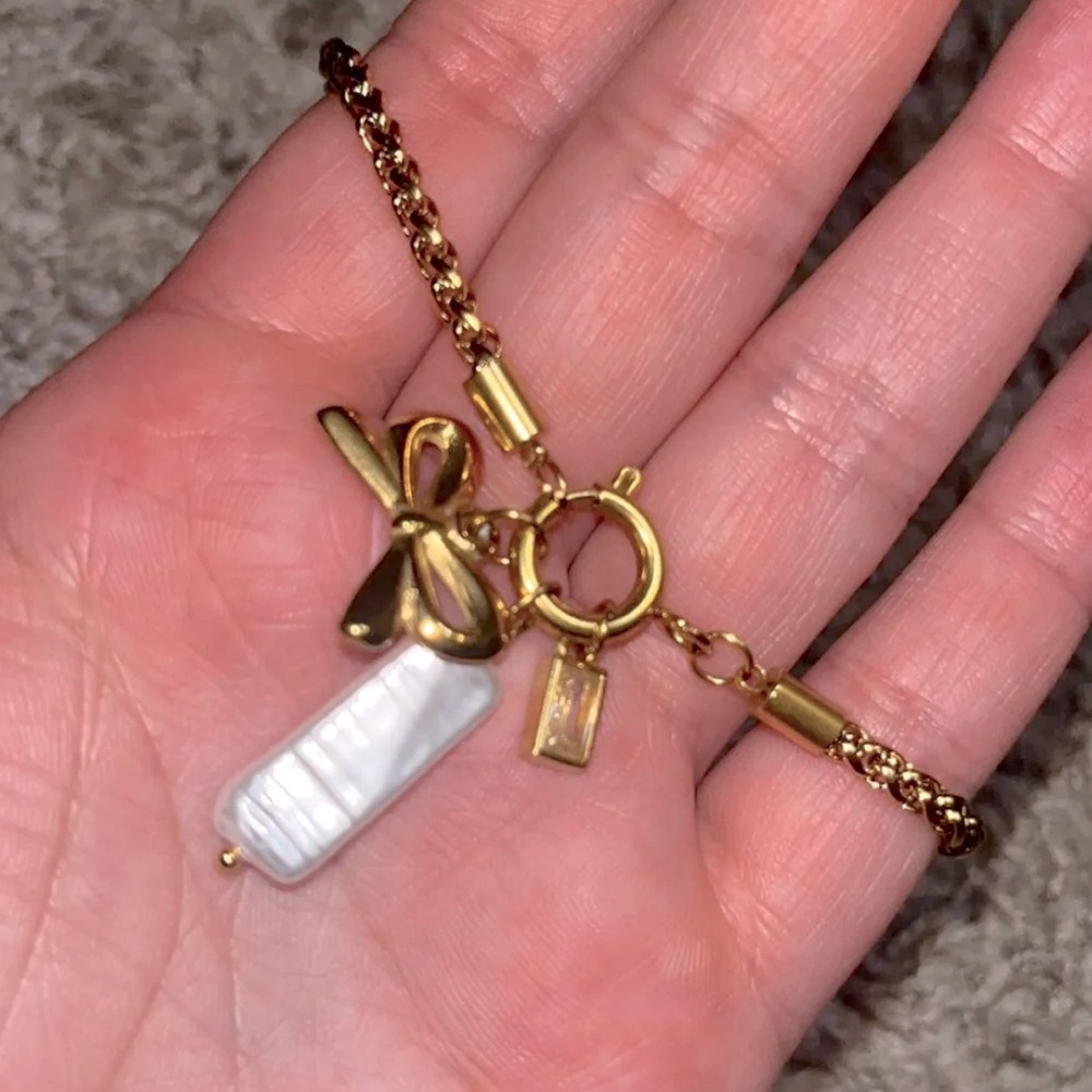 Gold and White Charm Bracelet